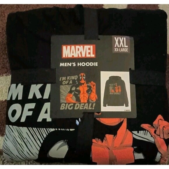 Deadpool Pullover Hoodie Men's XXL Graphic Print Black Long Sleeve - Picture 2 of 5